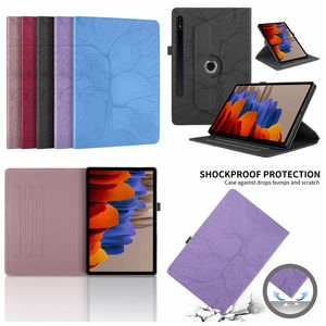 PU lederen portemonnee tablet kisten voor Samsung Table S9 S8 S7 mode Lucky Tree Imprint Trees Flip Cover Card Slot Shockproof Holder StandkANT TABLET TAG POUCH