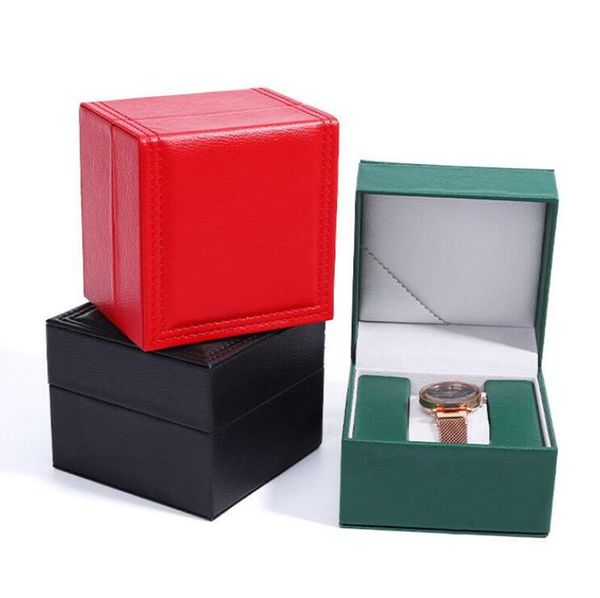 Caja de regalo para reloj de cuero PU, caja de almacenamiento para pulsera y joyería de moda con almohada extraíble, cajas expositoras para reloj de pulsera en 3 colores