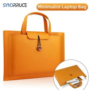 Bolso de cuero de PU para mujer, funda para portátil, maletín de transporte para Macbook Air 133 14 156 pulgadas, bolsos para hombre, manga de hombro 240229