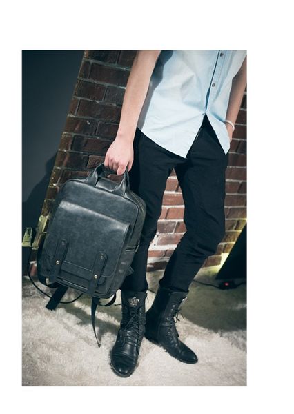 Pu Men Backpack Fashion School Sac Men's Backpack Casual New Style Style Bags Men's Bags