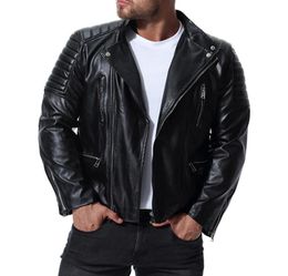 PU Men Jacket Hiver Casual Zipper Pu Leather Jacket Motorcycle en cuir Veste Men Slim Fit Vestes et manteaux J1810294239047