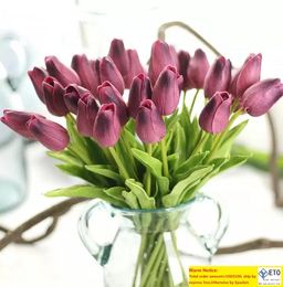 Mini tulipe artificielle en PU, fausses fleurs pour mariage et maison