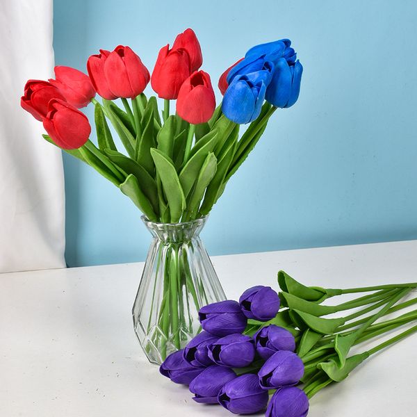 Pu mini tulip simulation de fleur Décoration de mariage en soie fleur de fleur décoration de maison plante fausses fleurs