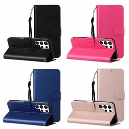 Étuis en cuir portefeuille uni PU pour Samsung S24 Plus Ultra S23 FE A25 A24 A15 A05 A05S Redmi 13C 4G 12C 11A 12 Xiaomi 13T 5G Huawei Honor 90 Holder Flip Cover ID Card Slot Pouch