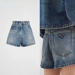 PU PR Blue Denim Shorts For Women A-vormige driehoek losse en afslanke ster dezelfde stijl 2024 Summer Casual Denime Shorts 649 6738