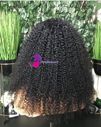 Pu Silk Base Glueless Perruques de cheveux humains pour les femmes noires Faux cuir chevelu Kinky Curly Lace Front Wig Long
