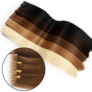 PU Skin Inslag Hand Tied Tape in Kleefstoffen Remy Menselijk Hair Extensions Blonde Kleur Maagd Onzichtbare Naadloze Injectie 500g / Particule 14 16 18 20 22 24 inch