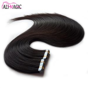 Extensiones de cabello con cinta, pelo de trama de recubrimiento de PU 9A, 40 unidades/juego, 20'', 22'', 24'', cinta en extensiones de cabello humano, aplique de cabello humano barato