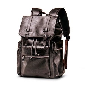 Sac pour hommes en cuir souple Pu nouvelle Version coréenne Ins Style sac à dos sac de voyage décontracté camarade de classe Pc sac à dos sac tendance 230715