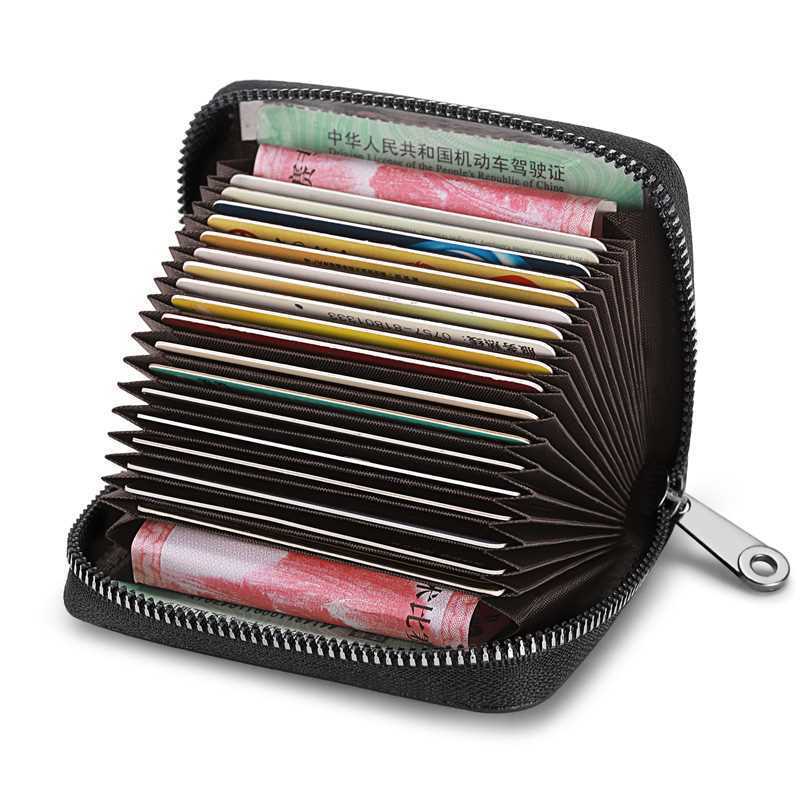 PU Solid Color Lychee -mönstrad herrkortväska, liten och bärbar för kvinnor, bankkortshållare, ID -väska, flera kortplatser