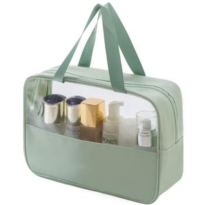 Sac de maquillage d'épissure en PU, sac à cosmétiques Transparent en PVC pour femmes, sac à main de voyage étanche, sacs de rangement de salle de bain de grande capacité
