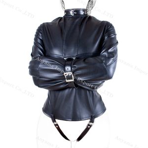 PU camisole de force BDSM femmes adultes Couple jeux veste droite réglable fétiche faire taille client harnais corps bondage