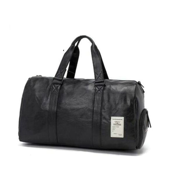 PU Imperproof Gym Sports Sac à hommes pour hommes Baginage de rangement de voyage Femme Femme Black Leather Fitness Sacs Sacs d'entraînement extérieurs Q0705