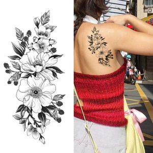 Pu5u tattoo -overdracht tijdelijke tattoo sticker Black Flower 3D waterdichte tattoo 3d arm tattoo voor mannen Vrouwen volwassenen voor jongensmeisjes paar minnaar 240426