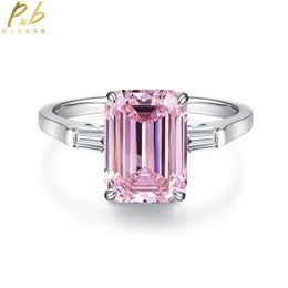 Pubang Fine Jewelry Diamond Anneau solide 925 Sterling Silver Pink / Green Créé pour la fête de fête des femmes 240327