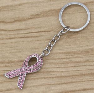 Publieke advertentie Borstkanker Bewustzijn Keychains Macrame Pink zorg voor Sign Ribbon Keychain Vrouwen man auto sleuteltas decoratie