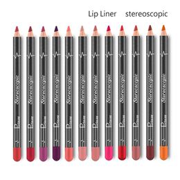 Pudaier 12 couleurs crayon à lèvres imperméable longue durée mat ensemble de maquillage crayon à lèvres stéréoscopique outil de maquillage crayons à lèvres