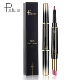 Pudaier 16 kleur dubbel-end duurzame lipliner mat lipstick waterdichte lip liner stick potlood feest dagelijkse make-up lipliner pen lippenstift