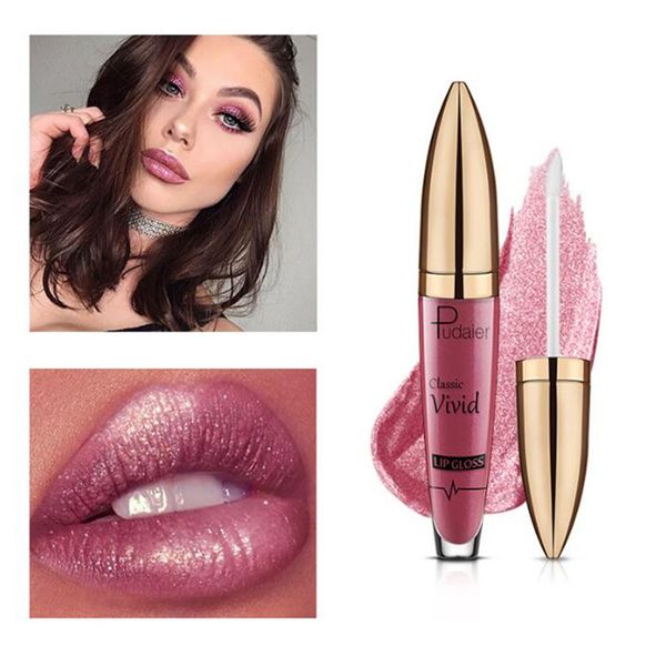 PUDAIER-lápiz labial con purpurina de diamantes, 18 colores, brillo de labios mate, cosméticos, maquillaje Sexy rojo desnudo de larga duración