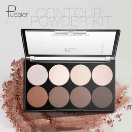 Pudaier 8 Kleur Highlight Palette Bronzer Glow Pressed Powder Langdurige Markeerstift Bronzing Make-up Natuurlijke Concealer Cream