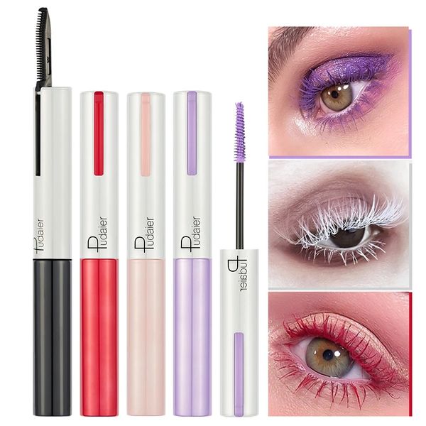 Pudaier 9 couleurs Mascara imperméable à séchage rapide cils boucles Extension maquillage cils bleu rouge violet noir blanc or encre Mascara