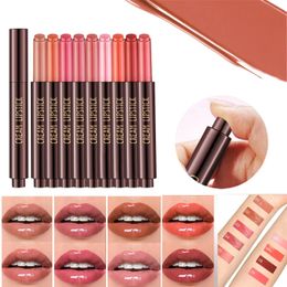 Marca Pudaier, lápiz labial mate, 9 colores, cosméticos, resistente al agua, doble punta, larga duración, lápiz delineador de labios mate rojo desnudo