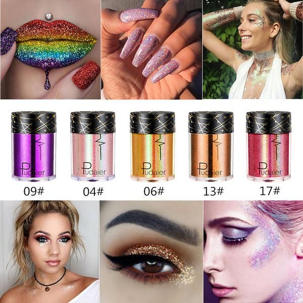 Pudaier yeux paillettes Laser holographique fard à paupières diamants glamour Blaze chatoyant Pigment ombre à paupières Festival fête maquillage