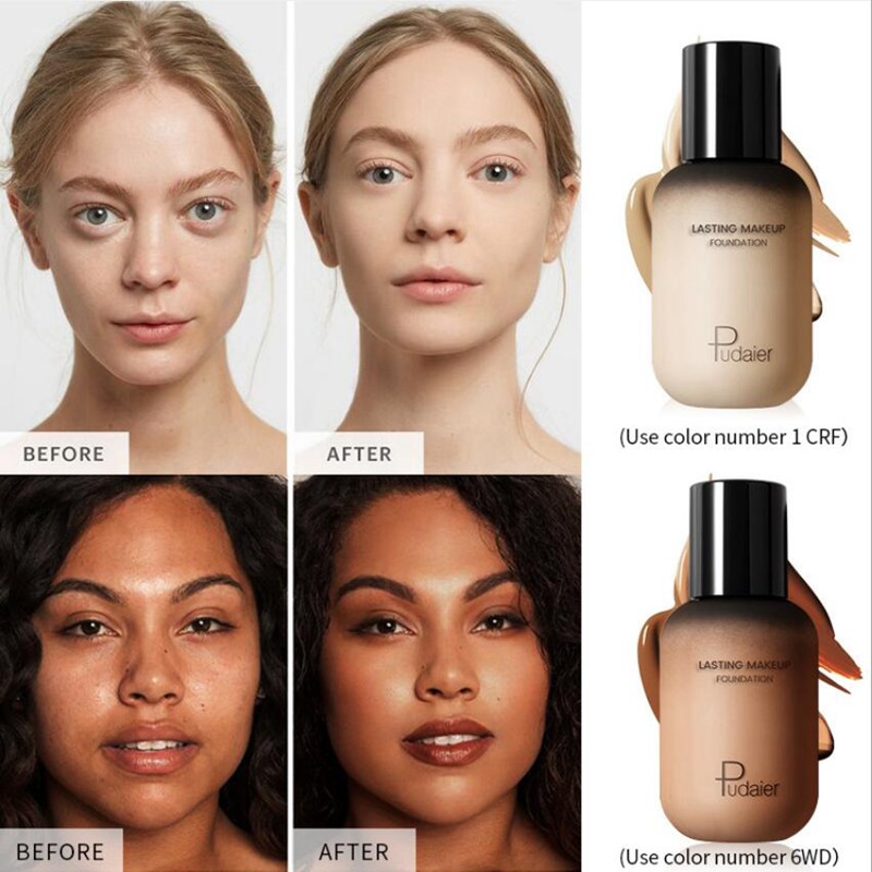 Pudaier Face Long Wear Foundation Cream Professional Makeup Matte Finish Make Up Flytande Concealer Oil Control Flytande Foundation