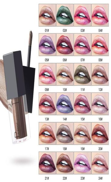 Pudaier Brillo de labios Brillo de labios Brillo de diamante Pigmento Brillo de labios brillante metálico Tinte de labios mate a brillante Lápiz labial líquido 24 colores 5584360