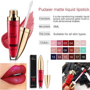 Pudaier Lips Maquillage Brillant à lèvres Pearlite Glitter Velvet Rouge à lèvres 18 couleurs Mat classique vif Lipgloss Diamant Rouge à lèvres liquide imperméable