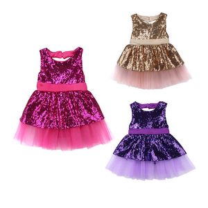 Pudcoco 6M-4T Robe Marque Nouvelle Princesse Enfants Enfant En Bas Âge Bébé Filles Paillettes Robe De Mariage De Soirée Dos Nu Arc Formelle Clubwear G1026