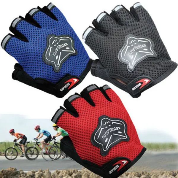 Pudcoco Hot 7-16y Kids Adultos Bike Medio Guantes de los dedos Guantes de malla de ciclismo Gugrantes de bicicleta Guantes cortos 4Colors Hot