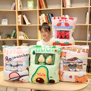 Bolsa de pudín Plushie Mini bolas de animales fruta hámster aguacate fresa comida felpa merienda almohada bolsa 8 piezas regalo de Navidad 240122