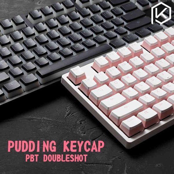 pudín pbt doble teclado oem retroiluminación teclados mecánicos leche blanco rosa negro gh60 poker 87 tkl 104 108 ansi iso