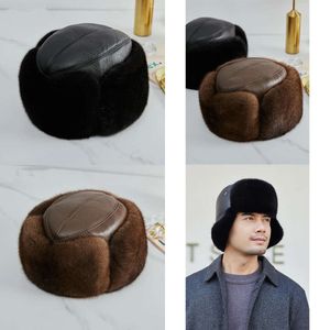 Pudi Berets Man Winter Bomber Beret Echt lederen hoeden Caps HF282 Oorspronkelijke kwaliteit