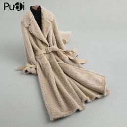 PUDI vraie laine manteau de fourrure veste sur la taille parka femmes hiver chaud véritable fourrure vestes sur la taille parkas A59423 201125