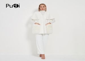 Pudi Women Fashion Vest Real Wool Outsders met Fox Fur Pocket CT1204220986
