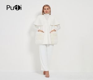 PUDI Women Fashion Vest Real Wool Outsders With Fox Fur Pocket CT1204905316