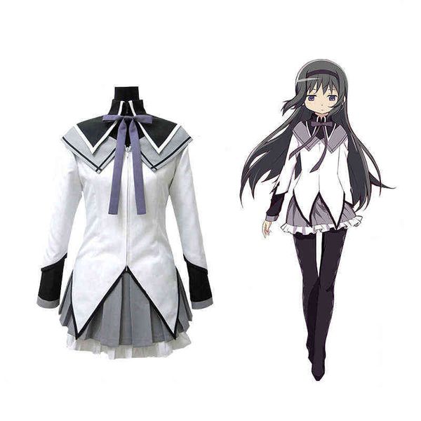 Puella Magi Madoka Magica Akemi Homura Cosplay Costume Robe De Bal Courte Avec Bowknots Cosplay Costume Homura Akemi Cosplay Perruque J220720