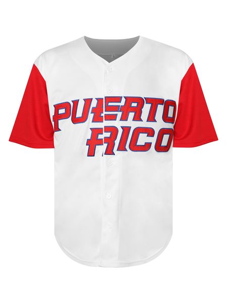 Porto Rico 1 Baseball Jersey Expédition rapide blanc