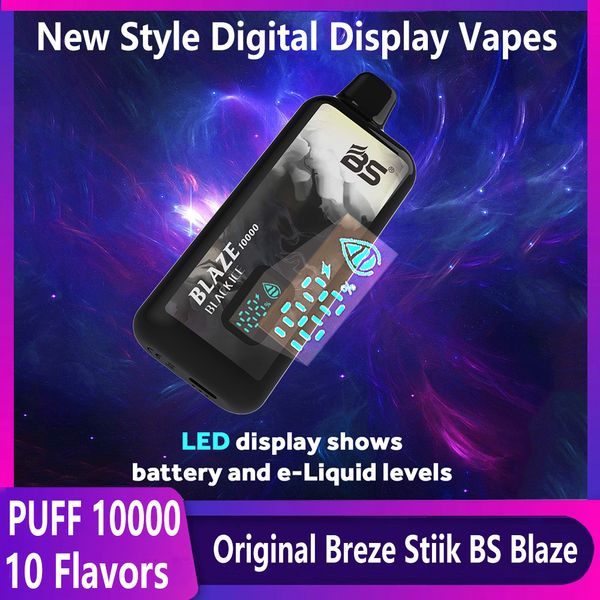 Puff 10000 Vape Bs Blaze 10000 Puff Digital Affichage Electronic Cigarette Vape Box Pen 18ml E-Liquid 10 FLAVOR