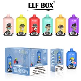 Puff 12000 elf doos 12k digitale display Wegbare e sigaretten vape pod device 500 mAh batterij 25 ml voorgevulde patroonstick vs puff 15000 18000 Bang 12000 Razz Bar