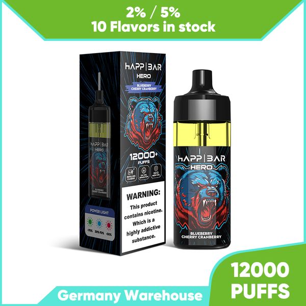 Puff 12000 Vape Mesh Coil 12000puffs Vapers recargables desechables 12 kpuffs 16ml 2% 5% resistencia al vaporizador de jugo de sabor de sandía de nic