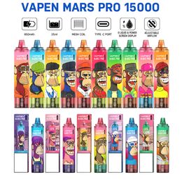 Puff 15000 Vapen Mars Pro 15k Tornado 15000 Puffes 9k Dliptable E Cigarettes Vape Pen 25ml 850mAh VACER RECHARGable DESCRAYABLE ÉCRANSE Affichage Puff 15K 9K Pro