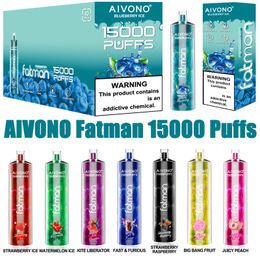 Puff 15k AIVONO Fatman 15000 Puffs Vape jetables E-cigarettes 0% 2% 3% 5% 24 ml Pod pré-rempli Bobine de maille 600 mAh Stylo de batterie rechargeable