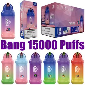 Puff 15k Bang 15000 Puffs Vape Cigarettes électroniques jetables 0% 2% 3% 5% 23 ml Pod prérempli 650 mAh Batterie rechargeable 22 saveurs Vaper Pen