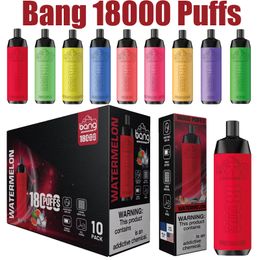 Puff 18K Bang 18000 Puffs Vape Dernivable E Cigarettes 0% 2% 3% 5% FLOW AIR AIR RÉGLABLE 25ML COLLE POD POD POD 650MAH Batterie rechargeable 16 FLAVors stylo