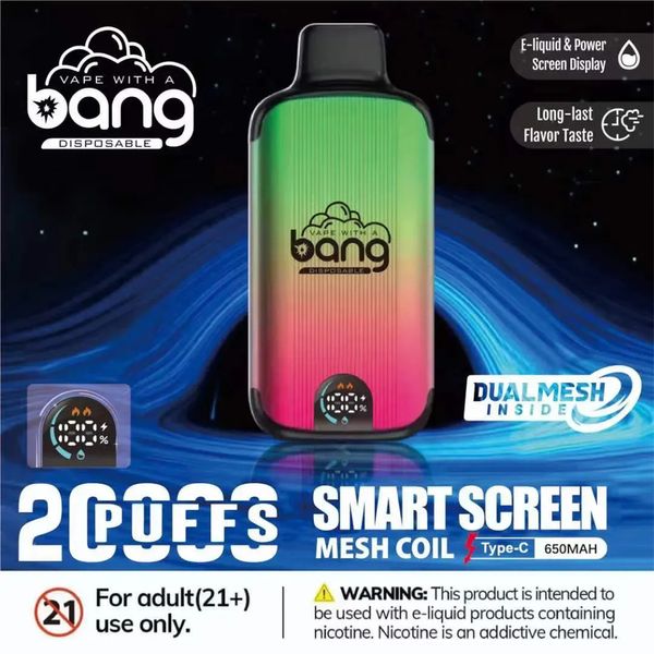 Puff 20000 Cigarrillos electrónicos desechables 26 ml Vainas de vapor precargadas 850 mAh Batería recargable Dispositivos de jugo de vape Vaporizador de malla dual vs Bang Box 12000 12k Puff