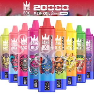 Puff 20k Bang Box 20000 Puffs Disposable Vape E Sigaretten Smart scherm 0% 2% 3% 5% 35 ml Voorgevulde pod Mesh Mesh Coil 850 MAH Oplaadbare batterijvapers Digitale display pen