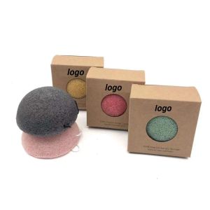 Éponge faciale biologique bouffante 25 pièces, Logo personnalisé 100% fibres naturelles, éponge de nettoyage pour tous les types de peau, éponge Konjac